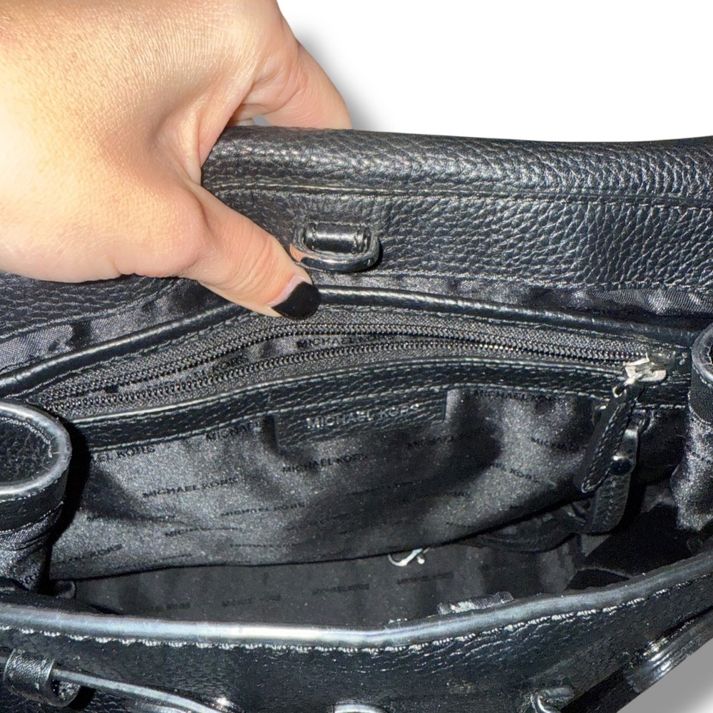 Michael Kors Black Leather Mini Backpack‎ Studded Convertible Bag Purse - Picture 6 of 7